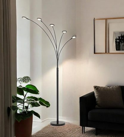 72" Bronze Five Light LED Arc Floor Lamp HomeRoots