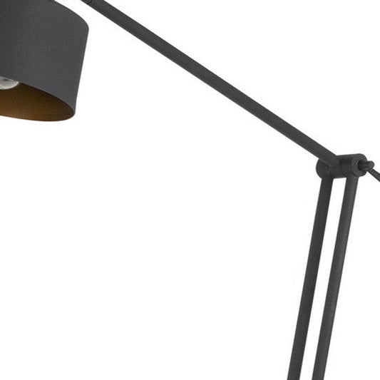 65" Black Adjustable Traditional Shaped Floor Lamp With Black Dome Shade HomeRoots