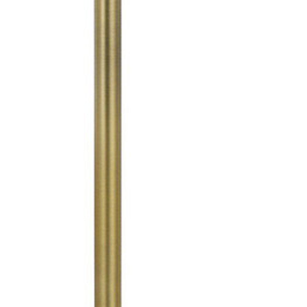 62" Brass Tray Table Floor Lamp With White Square Shade — view 2
