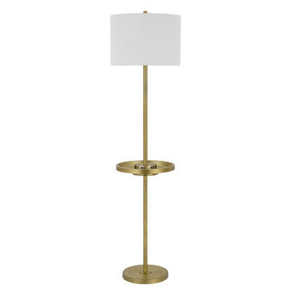 62" Nickel Tray Table Floor Lamp With White Drum Shade HomeRoots