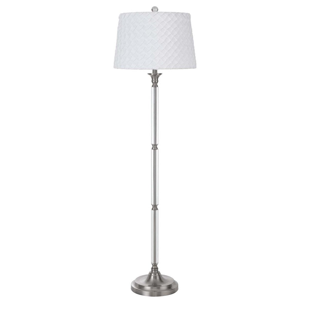 60" Nickel Traditional Shaped Floor Lamp With White Square Shade — view 1