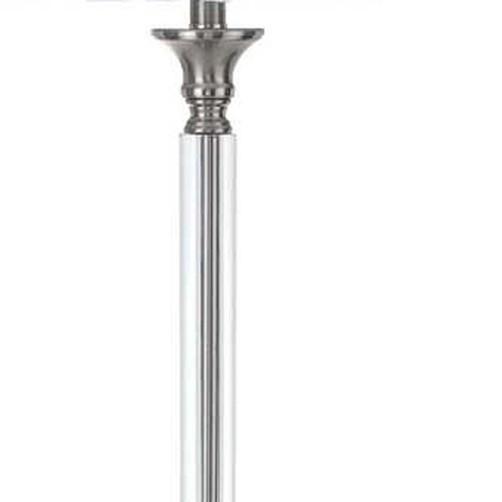 60" Nickel Traditional Shaped Floor Lamp With White Square Shade — view 3