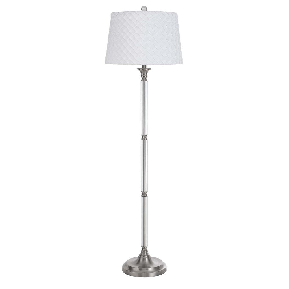 60" Nickel Traditional Shaped Floor Lamp With White Square Shade HomeRoots