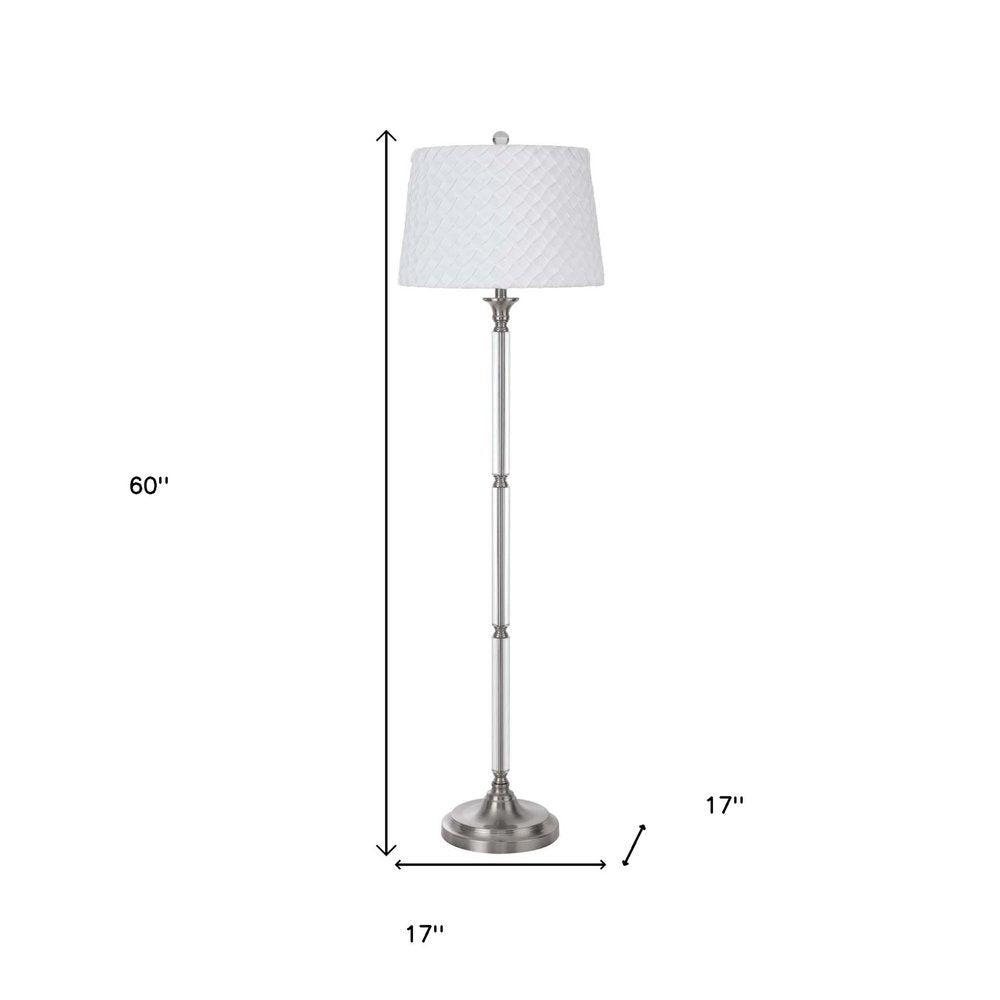 60" Nickel Traditional Shaped Floor Lamp With White Square Shade — view 5