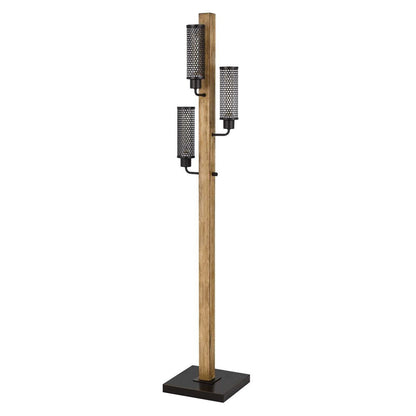 61" Brown Three Light Traditional Shaped Floor Lamp With Black Novelty Shade HomeRoots