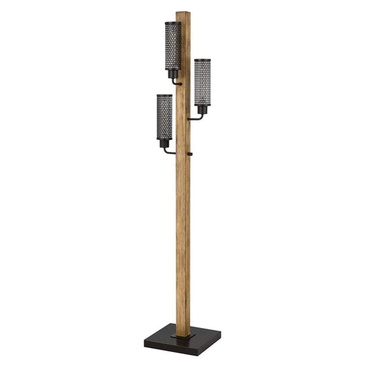 61" Brown Three Light Traditional Shaped Floor Lamp With Black Novelty Shade HomeRoots