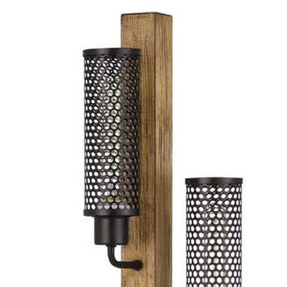 61" Brown Three Light Traditional Shaped Floor Lamp With Black Novelty Shade HomeRoots