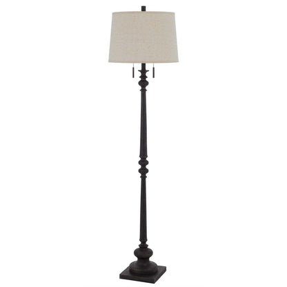 63" Rust Two Light Floor Lamp With Beige Fabric Square Shade HomeRoots