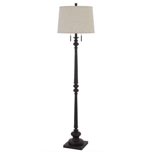 63" Rust Two Light Floor Lamp With Beige Fabric Square Shade HomeRoots