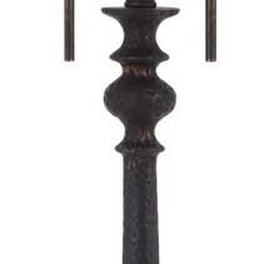63" Rust Two Light Floor Lamp With Beige Fabric Square Shade HomeRoots