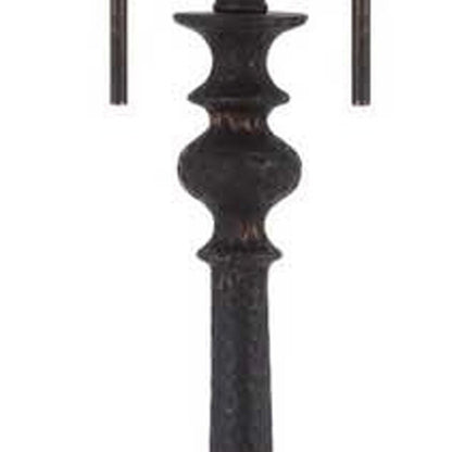 63" Rust Two Light Floor Lamp With Beige Fabric Square Shade