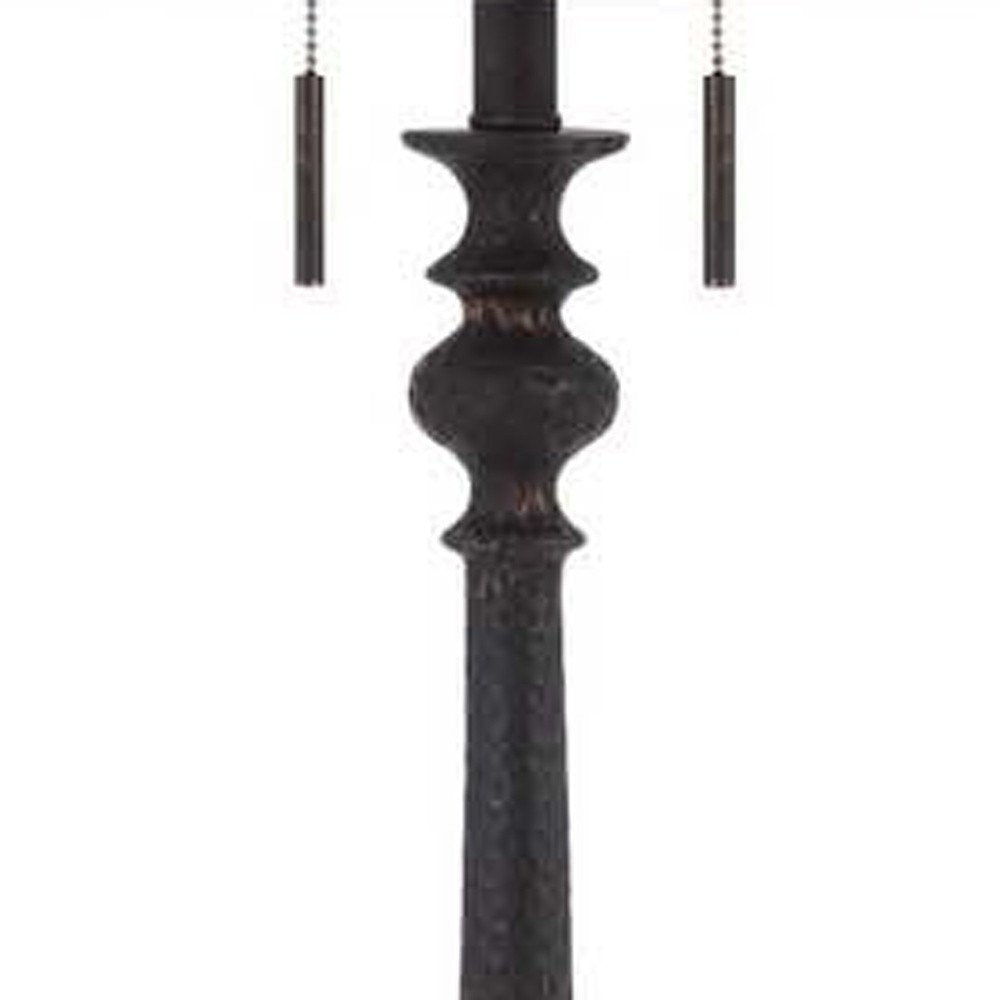 63" Rust Two Light Floor Lamp With Beige Fabric Square Shade HomeRoots