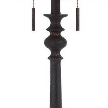 63" Rust Two Light Floor Lamp With Beige Fabric Square Shade HomeRoots