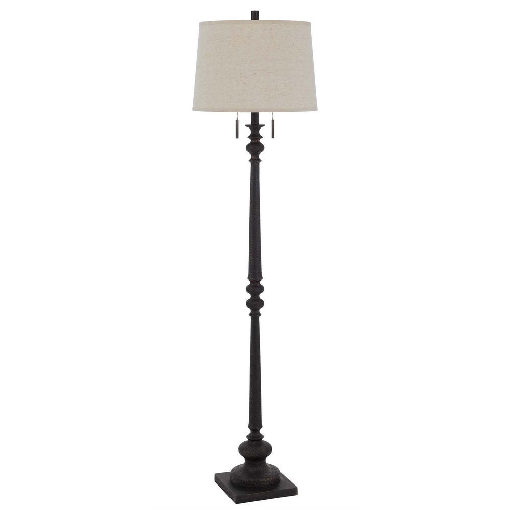 63" Rust Two Light Floor Lamp With Beige Fabric Square Shade HomeRoots