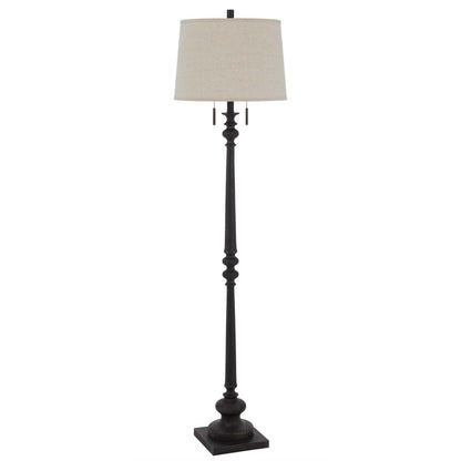 63" Rusted Two Light Traditional Shaped Floor Lamp With Beige Square Shade