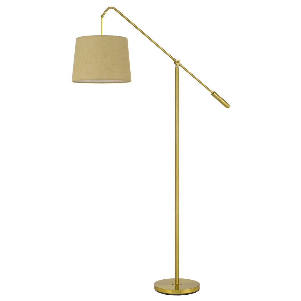 68" Brass Adjustable Traditional Shaped Floor Lamp With Antiqued Brass Drum Shade — view 2
