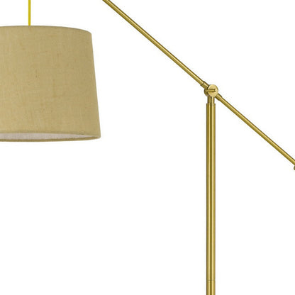 68" Brass Adjustable Traditional Shaped Floor Lamp With Antiqued Brass Drum Shade