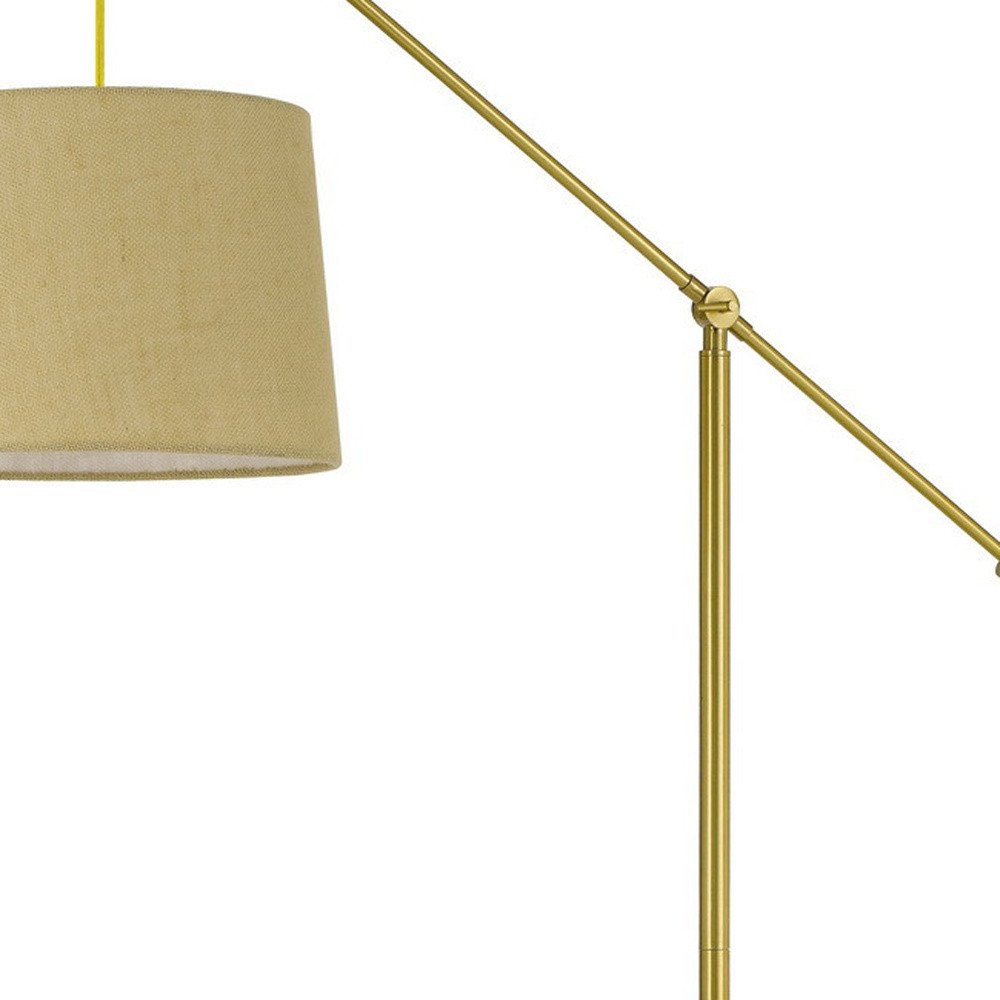 68" Brass Adjustable Traditional Shaped Floor Lamp With Antiqued Brass Drum Shade — view 3