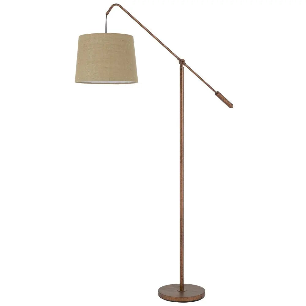 68" Rusted Adjustable Traditional Shaped Floor Lamp With Rust Drum Shade HomeRoots