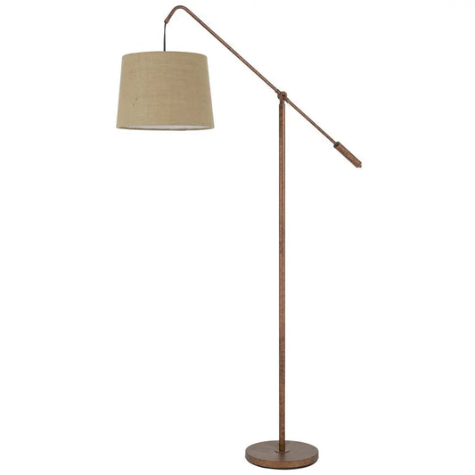 68" Rusted Adjustable Traditional Shaped Floor Lamp With Rust Drum Shade HomeRoots