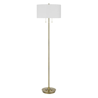 64" Brass Two Light Traditional Shaped Floor Lamp With White Rectangular Shade HomeRoots