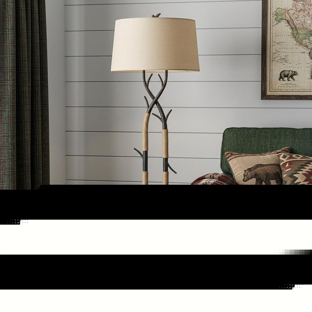 55" Black Traditional Shaped Floor Lamp With Tan Rectangular Shade HomeRoots