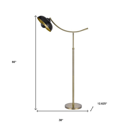 66" Bronze Adjustable Arc Floor Lamp With Bronze Dome Shade HomeRoots