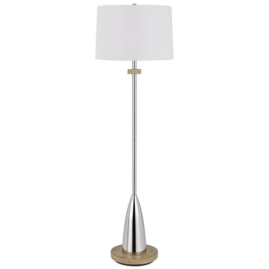 61" Chrome Traditional Shaped Floor Lamp With White Square Shade HomeRoots