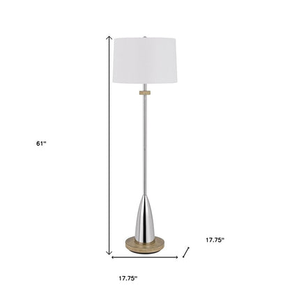 61" Chrome Traditional Shaped Floor Lamp With White Square Shade HomeRoots