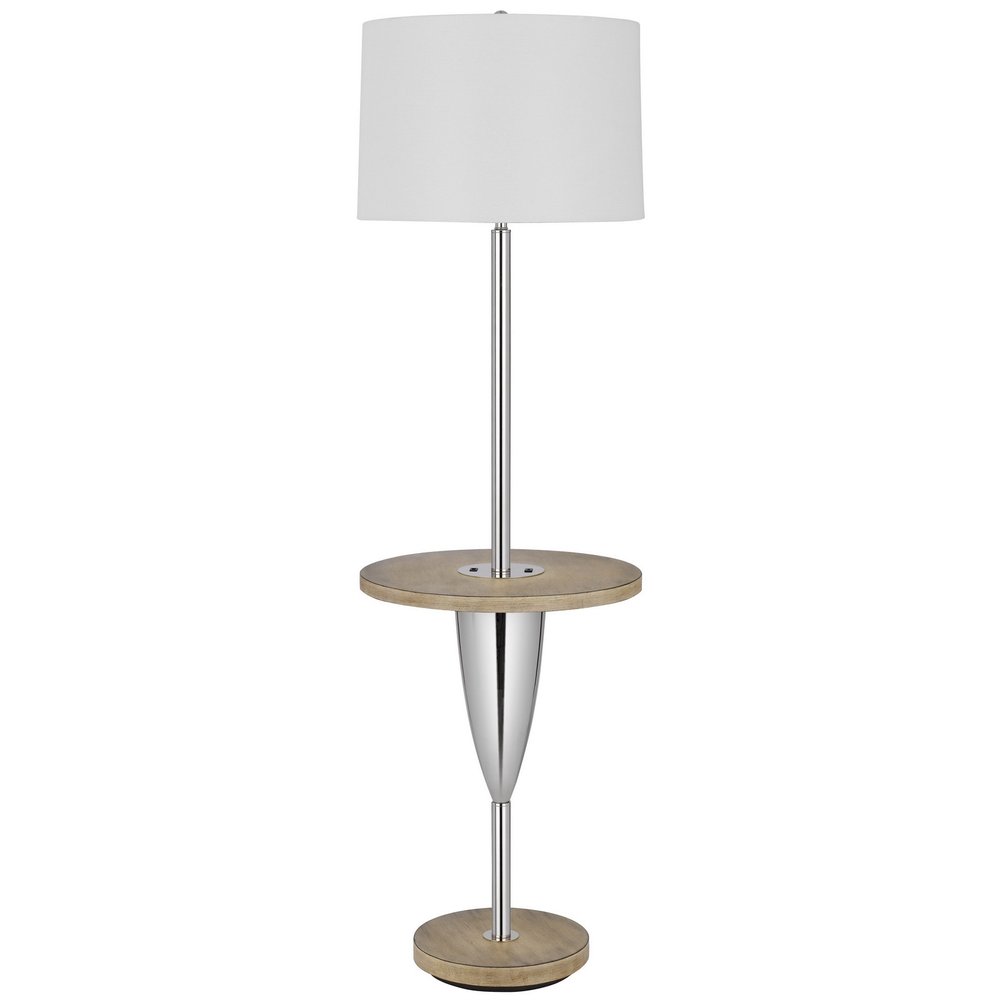 61" Chrome Tray Table Floor Lamp With White Square Shade — view 1