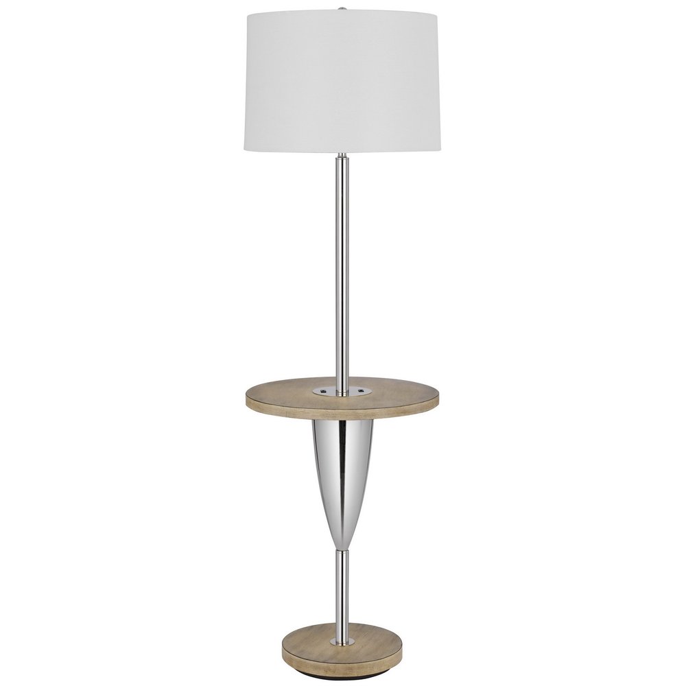 61" Chrome Tray Table Floor Lamp With White Square Shade HomeRoots