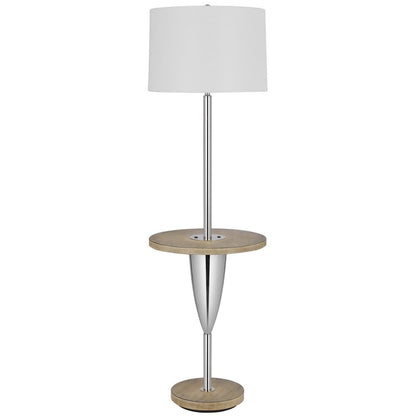 61" Chrome Tray Table Floor Lamp With White Square Shade HomeRoots