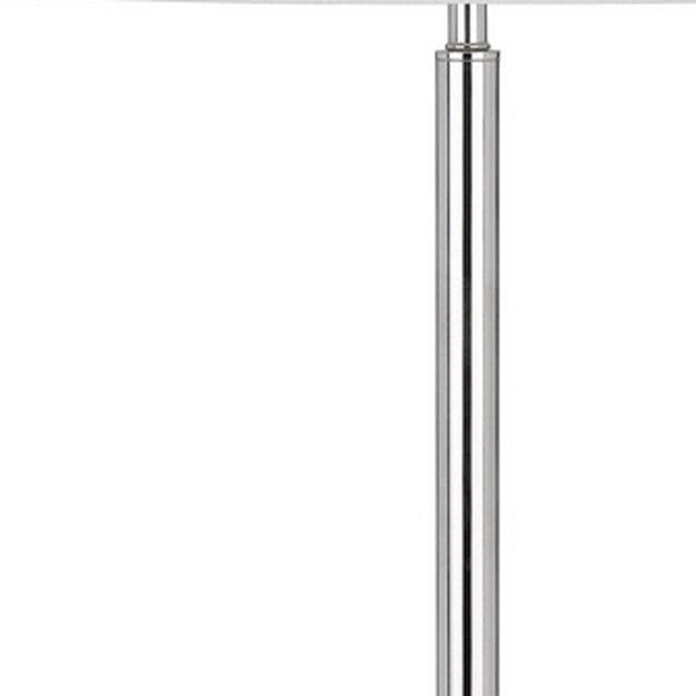 61" Chrome Tray Table Floor Lamp With White Transparent Glass Square Shade HomeRoots