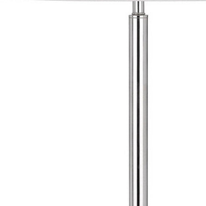 61" Chrome Tray Table Floor Lamp With White Transparent Glass Square Shade HomeRoots