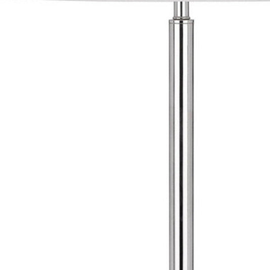 61" Chrome Tray Table Floor Lamp With White Transparent Glass Square Shade HomeRoots