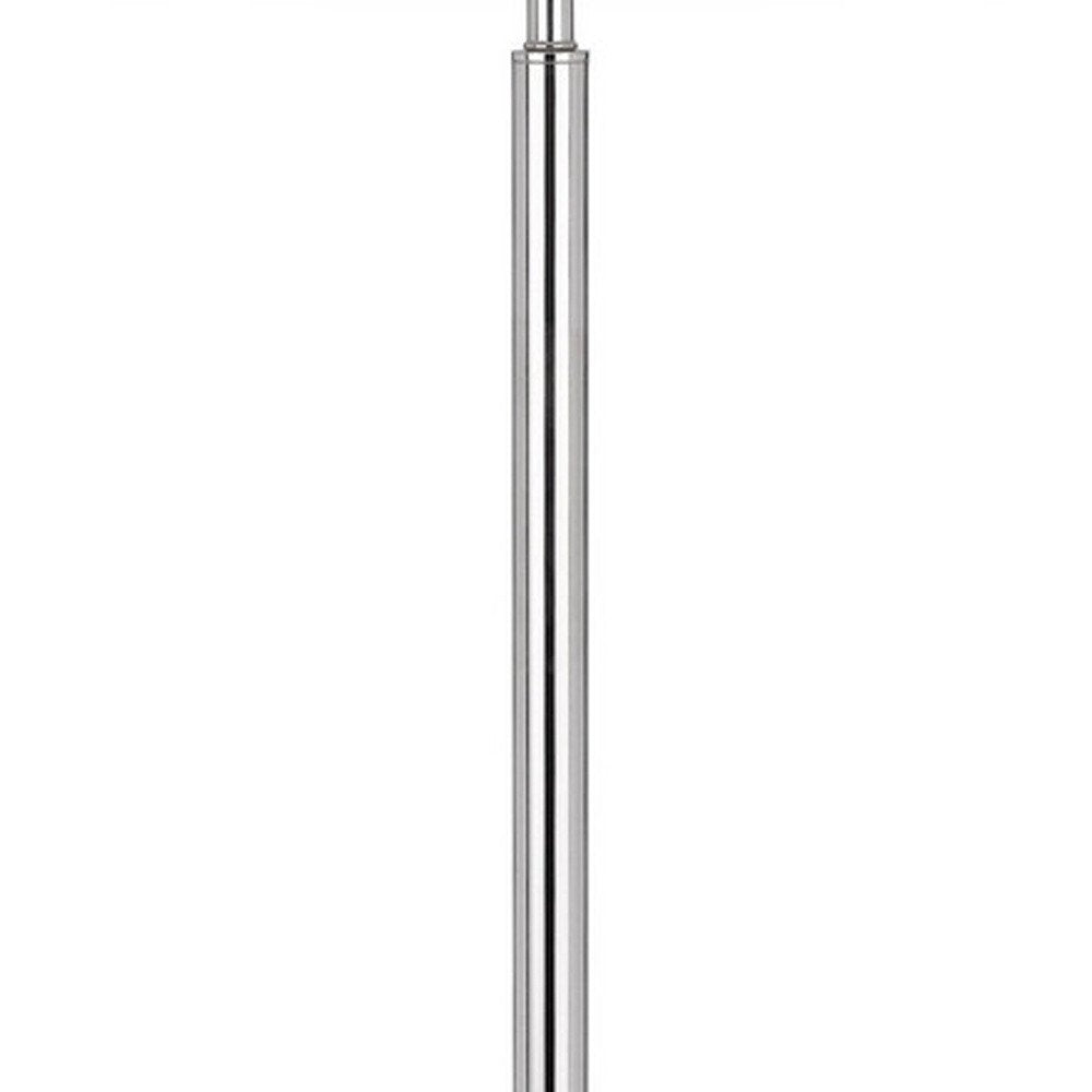 61" Chrome Tray Table Floor Lamp With White Transparent Glass Square Shade HomeRoots