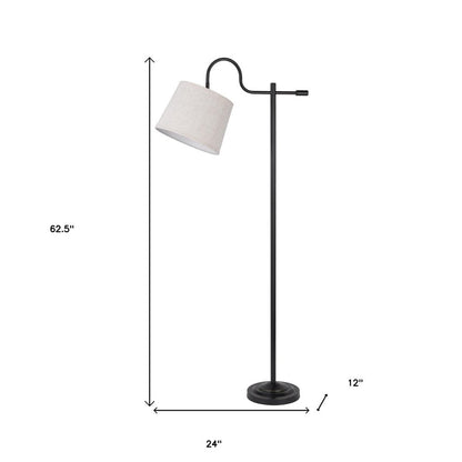 63" Bronze Adjustable Traditional Shaped Floor Lamp With Gray Square Shade HomeRoots