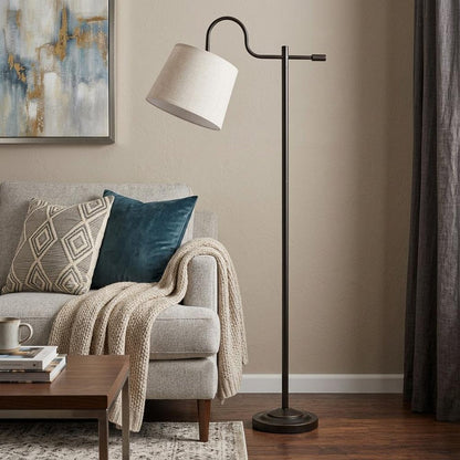 63" Bronze Adjustable Traditional Shaped Floor Lamp With Gray Square Shade HomeRoots