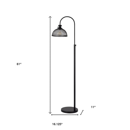 61" Black Adjustable Traditional Shaped Floor Lamp With Bronze Dome Shade HomeRoots