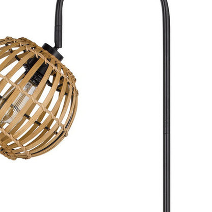 63" Black Traditional Shaped Floor Lamp With Brown Globe Shade