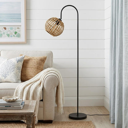 63" Black Traditional Shaped Floor Lamp With Brown Globe Shade HomeRoots
