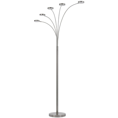 82" Nickel Five Light Led Arc Floor Lamp HomeRoots