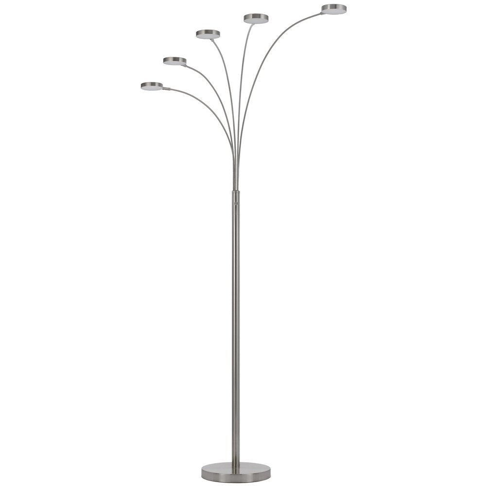 82" Nickel Five Light Led Arc Floor Lamp — view 1
