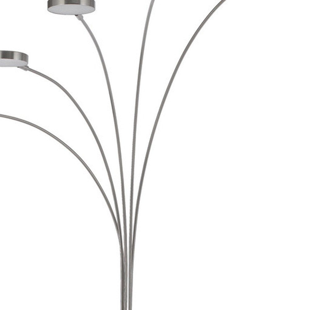 82" Nickel Five Light Led Arc Floor Lamp — view 3