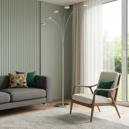 82" Nickel Five Light Led Arc Floor Lamp HomeRoots