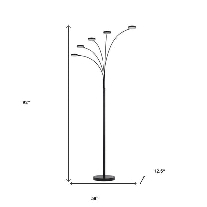 82" Bronze Five Light Led Arc Floor Lamp HomeRoots
