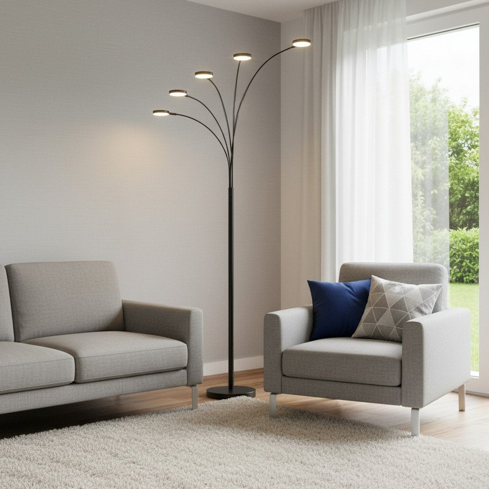 82" Bronze Five Light Led Arc Floor Lamp — view 5