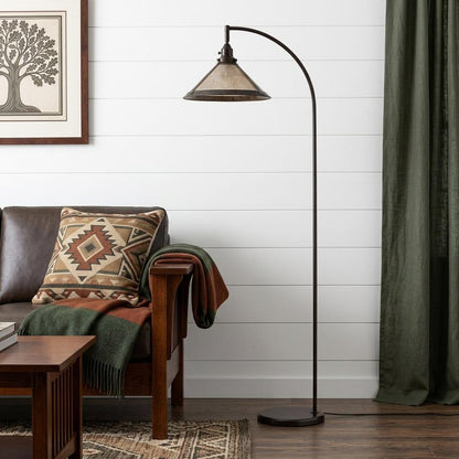 65" Bronze Traditional Shaped Floor Lamp With White Empire Shade HomeRoots