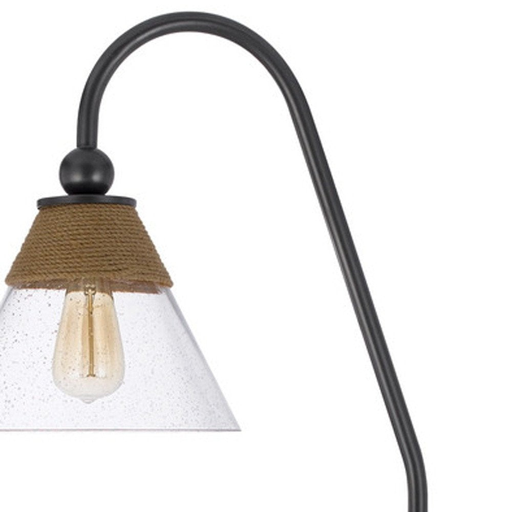 71" Brown Traditional Shaped Floor Lamp With Clear Transparent Glass Empire Shade HomeRoots