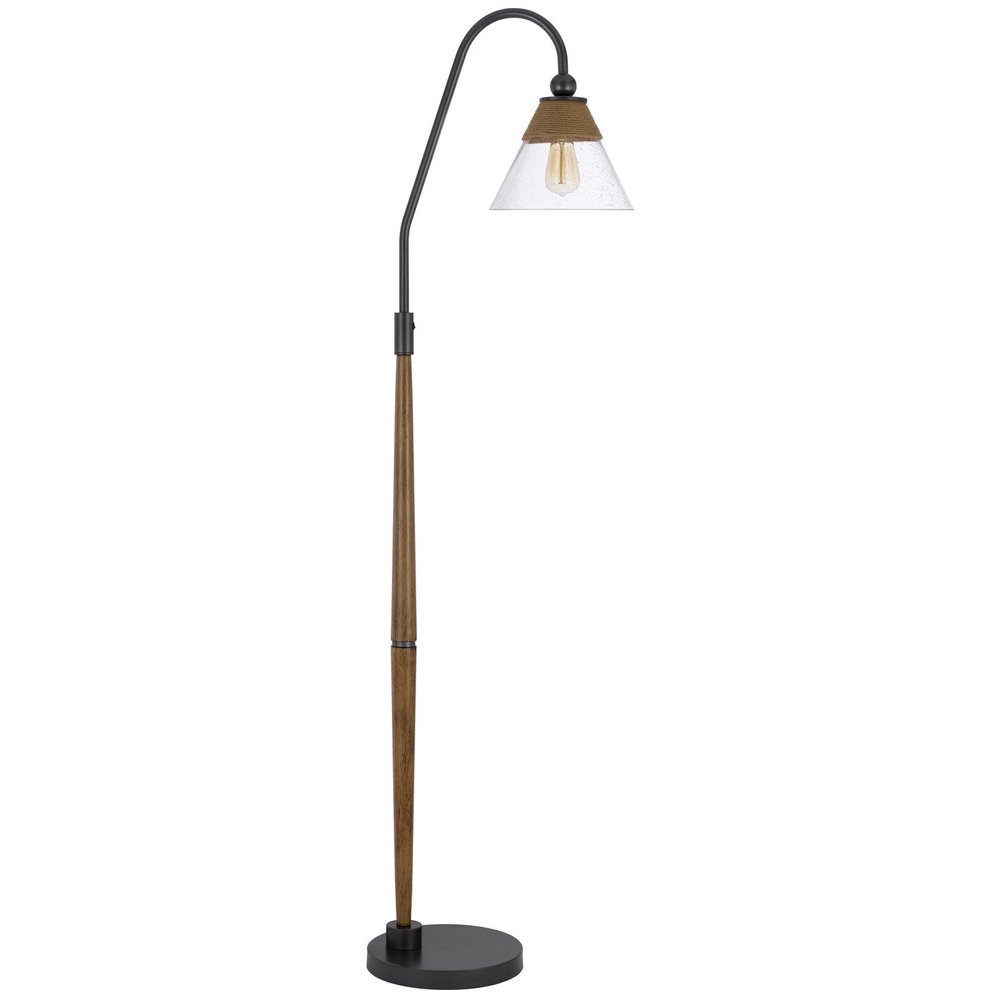 71" Brown Traditional Shaped Floor Lamp With Clear Transparent Glass Empire Shade HomeRoots